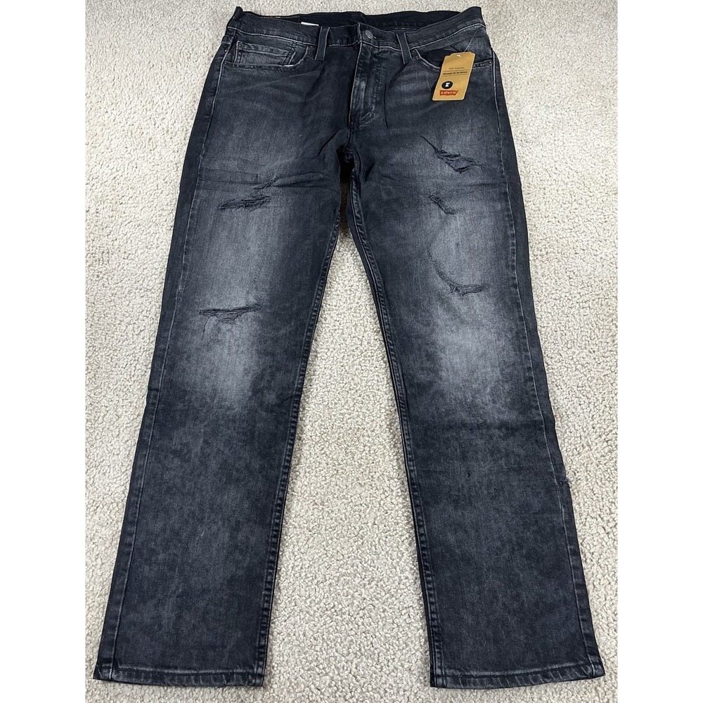 Levis 511 Sz 33x30 Fit 34x30 Black Charcoal Distressed Slim Fit Mens Faded Jeans